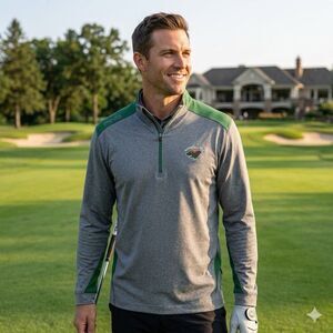 Ping Men's Sz L Minnesota Wild Hockey Golf Activewear Long Sleeve Qtr Zip Shirt